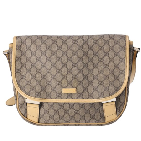 GUCCI GG Supreme Shoulder Bag 201732 Beige PVC Leather Yellow - Picture 1 of 9